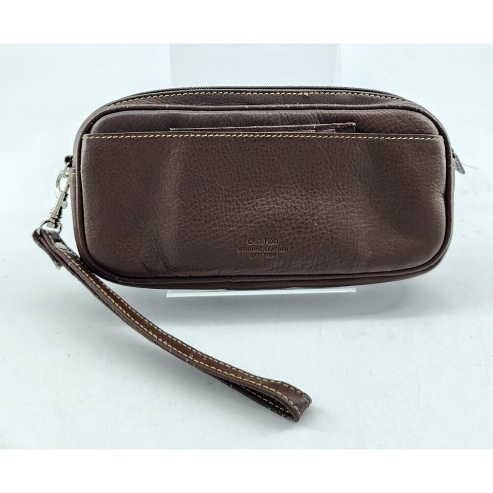 Buxton Zip Around Heiress Organizer Wallet Brown Genuine Leather 7.5" x 4"